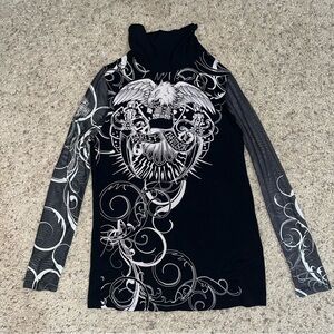 WOMENS HARLEY-DAVIDSON LONG SLEEVE TURTLENECK PULLOVER SHIRT / BLACK / SIZE M